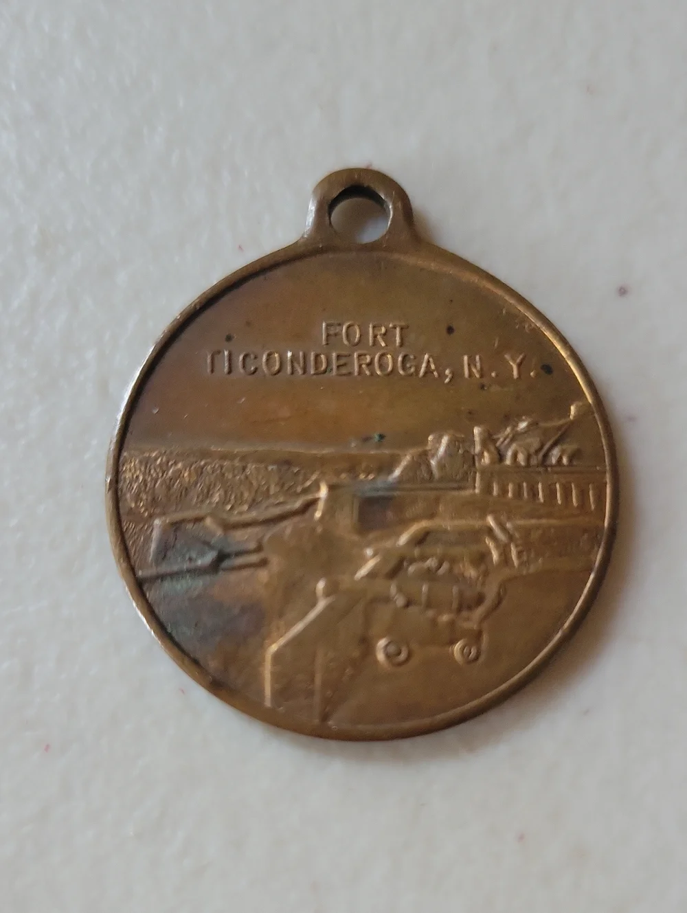 Vintage Fort Ticonderoga, N. Y. Bronze Medallion Pendant Built By The French